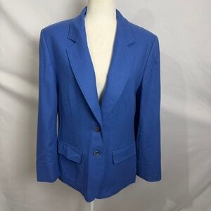 Vintage Pendleto 100% Virgin Wool Royal Blue Blazer Two-Button Suit Jacket Sz 12